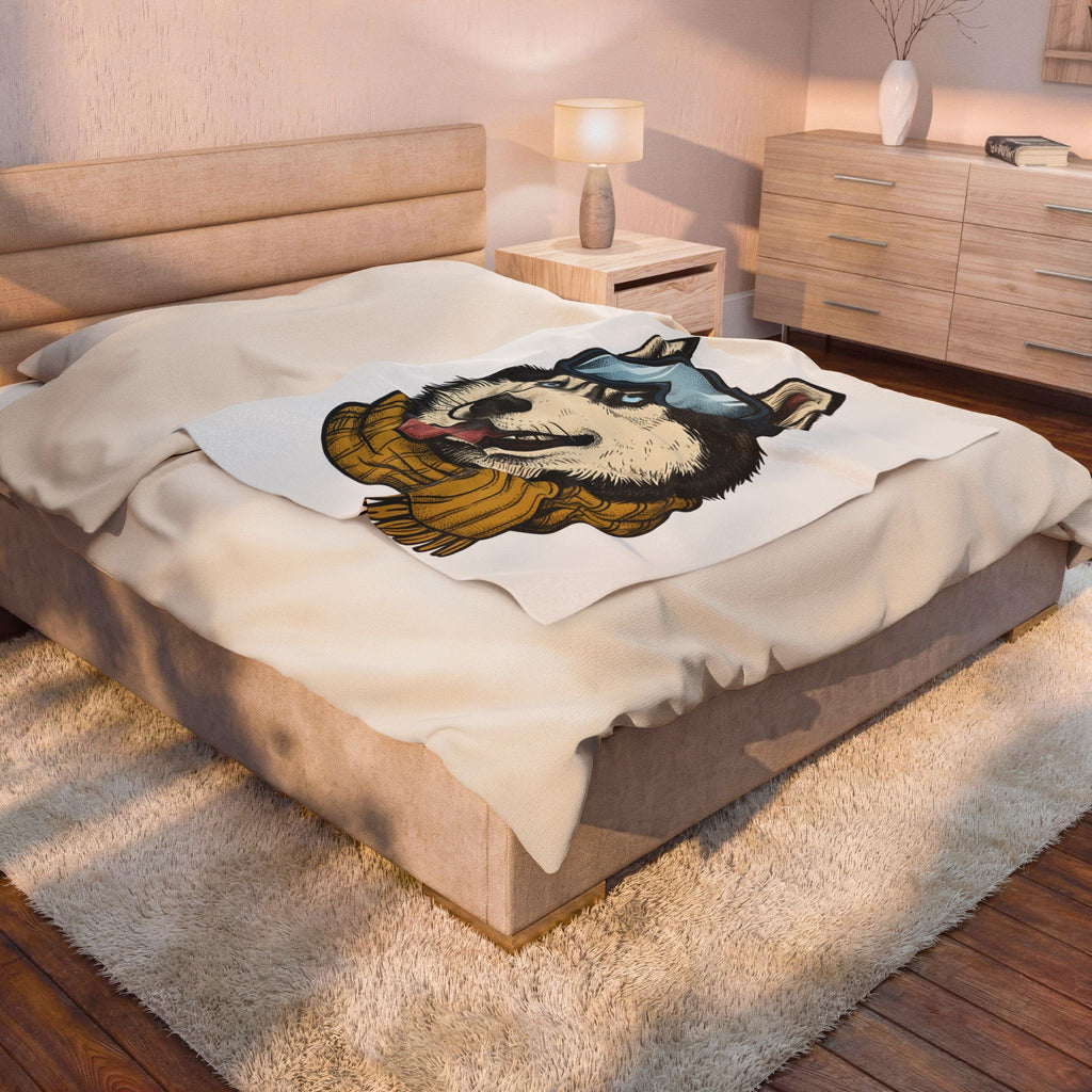 Husky Wolf Blanket Dog Snow Gift Women Line Art Blanket Wolfdog Blanket Dog Fan Siberian Graphic Blanket Hand Drawn Neckerchief Blanket