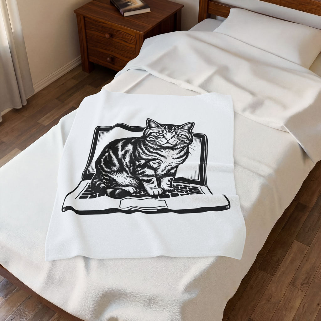 Orange Cat Blanket Cat Gadgets Gift Women Classic Blanket Kitty Blanket Cat Fan Retro Blanket Tech Graphic Doodle Notebook Blanket