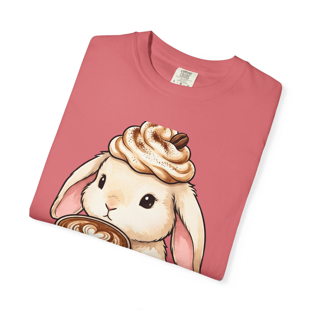 Bunny Espresso T-Shirt Coffee Wildlife Gift Women Adorable T-Shirt Rabbit Coffee T-Shirt Coffee Fan Animal Graphic T-Shirt Painterly Froth T-Shirt