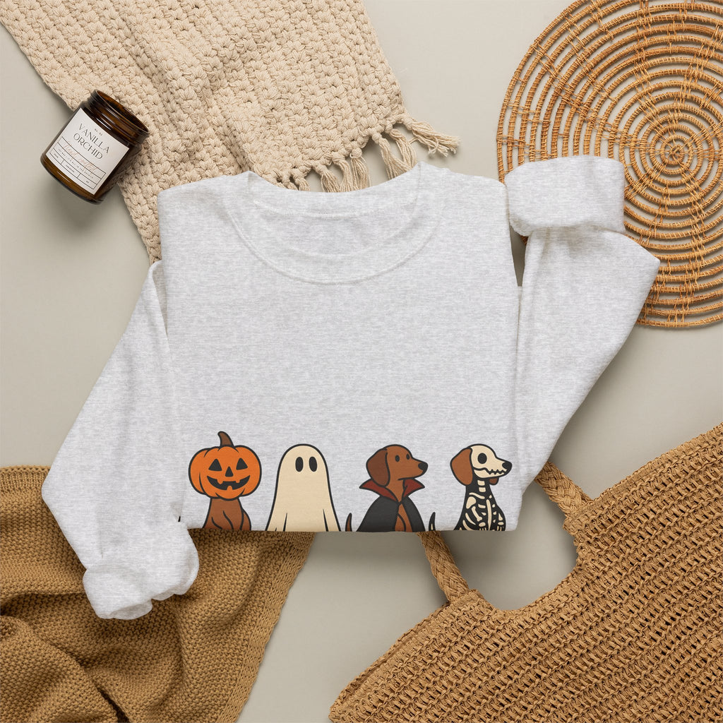 Sausage Dog Costumes Sweatshirt Halloween Animals Gift Women Animated Sweatshirt Dachshund Sweatshirt Halloween Fan Cartoon Sweatshirt Pet Graphic Doodle