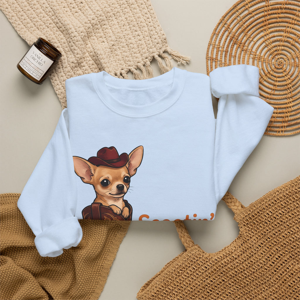 Chihuahua Cowboy Sweatshirt Dog Country Gift Women Hand Drawn Sweatshirt Puppy Sweatshirt Dog Fan Illustrated Sweatshirt Country Graphic Rustic Cowboy Boot