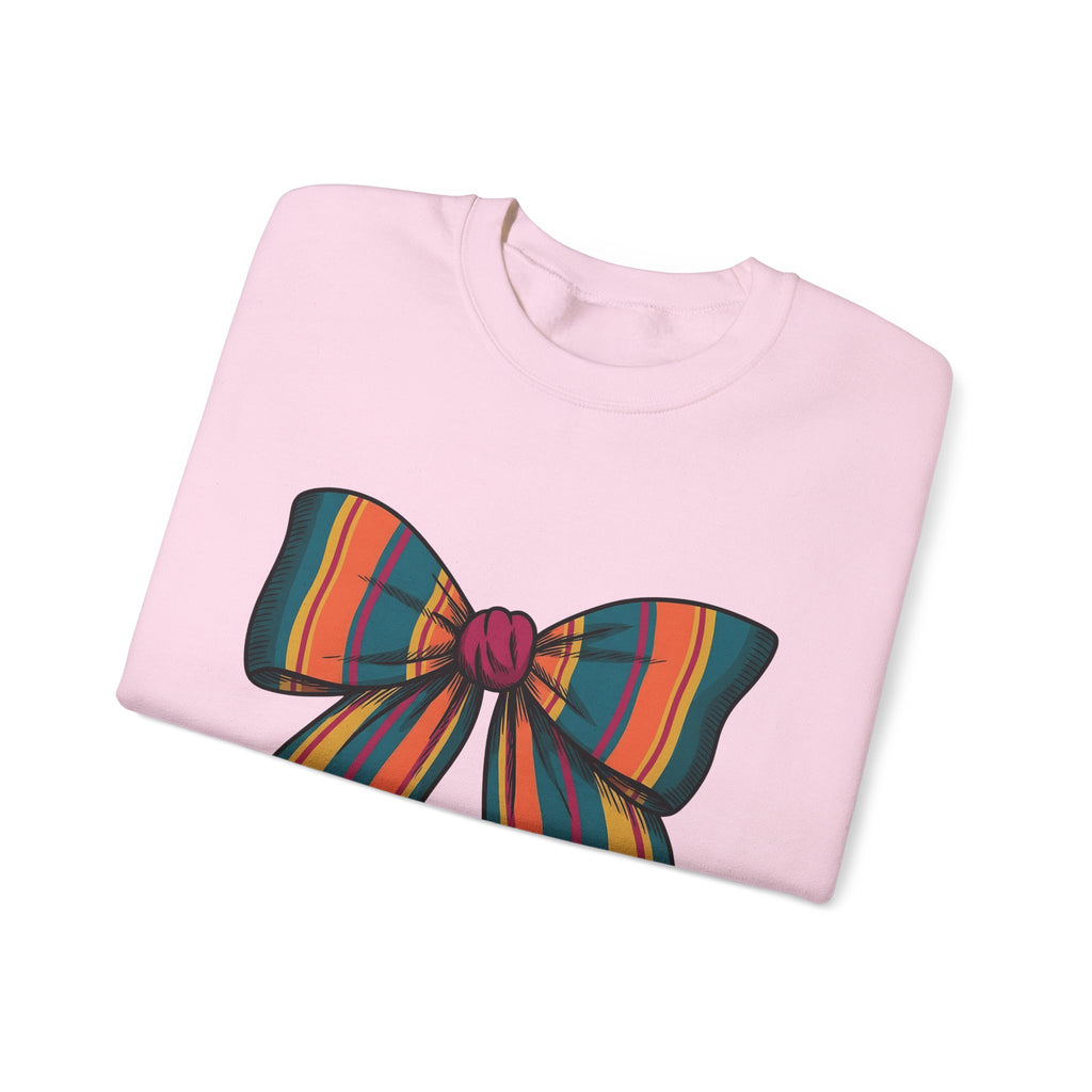 Striped Hair Bow Sweatshirt Moms Apparel Gift Women Simple Graphic Sweatshirt Hair Bow Sweatshirt Mom Fan Minimalist Sweatshirt Clothing Graphic Classic Fringe