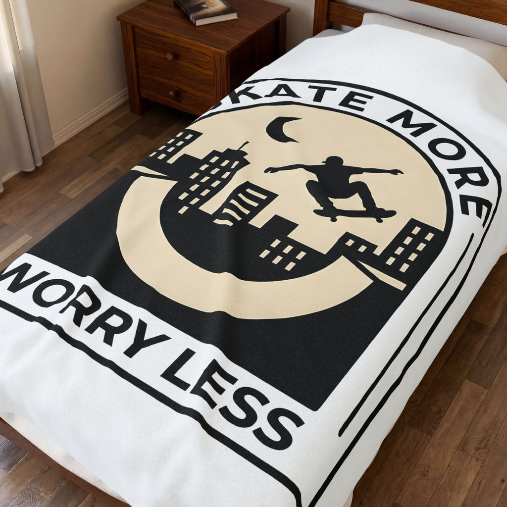 Skate Silhouette Blanket Skateboarding City Gift Women Modern Graphic Blanket Skater Blanket Sk8 Fan Urban Graphic Design Illustration Vintage