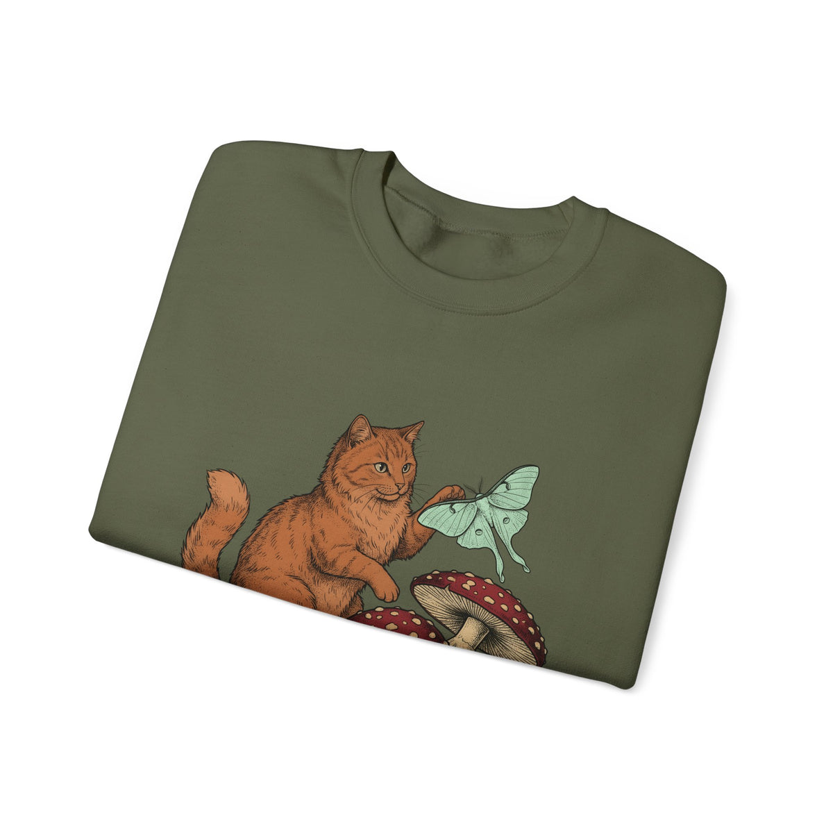 Kitty Toadstool Sweatshirt Cat Environment Gift Women Natural Sweatshirt Fungus T