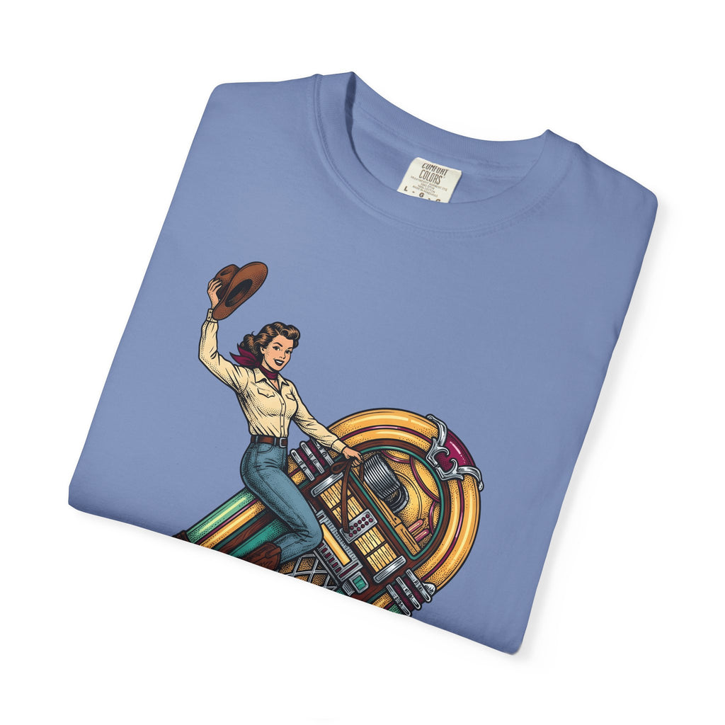 Cowgirl Jukebox T-Shirt Cowgirl Audio Gift Women Farmhouse T-Shirt Jukebox T-Shirt Cowgirl Fan Rustic T-Shirt Sound Graphic Mid Century Cowboy
