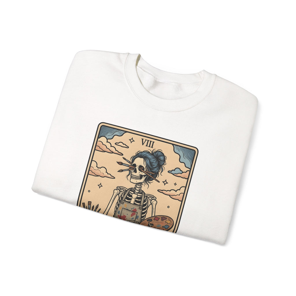 Skeleton Artist Sweatshirt Artist Gothic Gift Women Tarot Card Sweatshirt Skeleton Sweatshirt Art Enthusiast Occult Graphic Sweatshirt Vintage Sunflower Sweatshirt