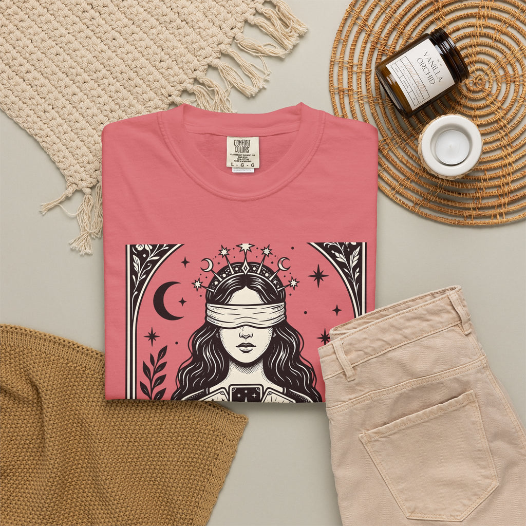 Tarot Card Reader T-Shirt Boho Chic Spiritual Gift Women Mystical T-Shirt Fortune Teller T-Shirt Bohemian Enthusiast Esoteric Graphic Spiritual
