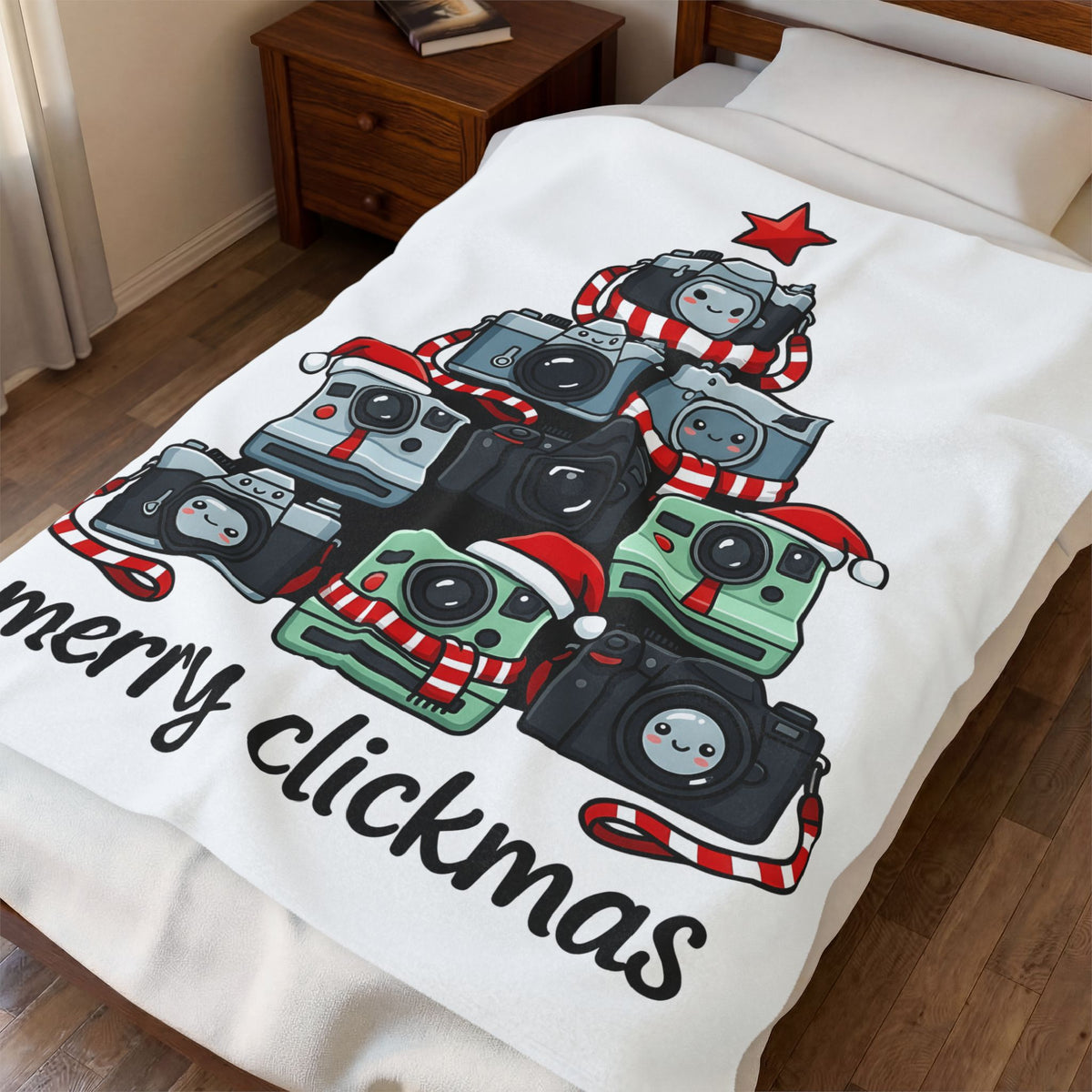 Camera Tree Christmas Photography Gift Kawaii Tree Camera Xmas Enthusiast Cute Photographic Blanket