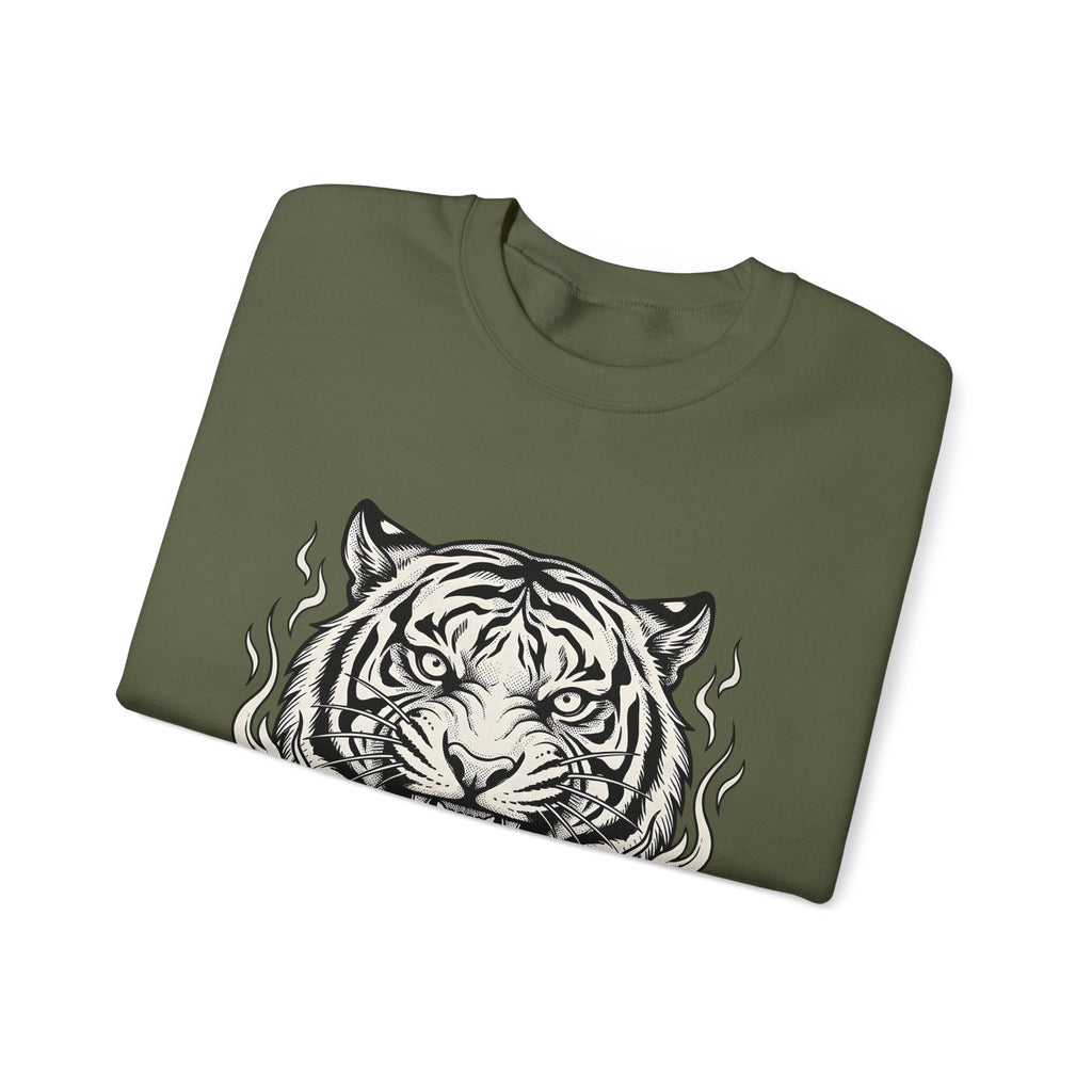 Tiger Face Sweatshirt Tiger Wildlife Gift Women Tribal Sweatshirt Tiger Sweatshirt Tiger Fan Big Cat Graphic Retro Fire Sweatshirt