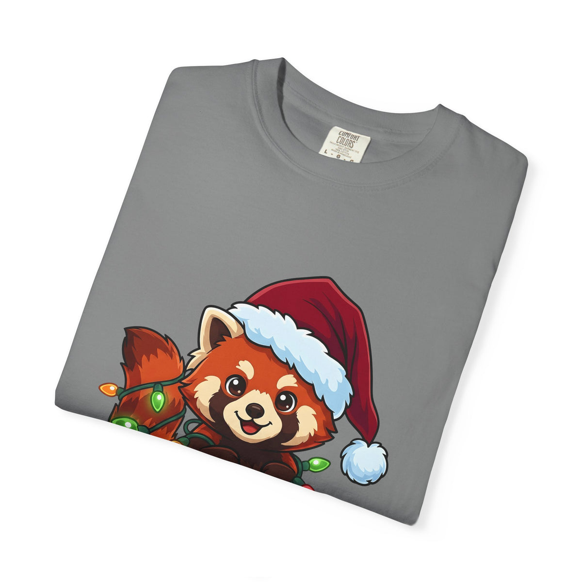 Red Panda Animals Festive Gift Chibi Panda Wildlife Fan Cartoon Holiday Animated Xmas Lights T-Shirt