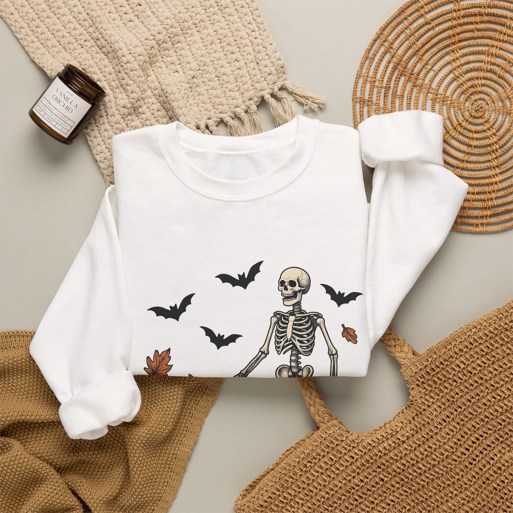 Dog Skeleton Costume Sweatshirt Halloween Animals Gift Women Scary Sweatshirt Dog Skeleton Sweatshirt Horror Fan Spooky Sweatshirt Creature Graphic Hand Drawn