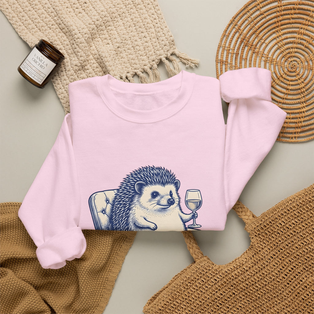 Hedgehog Seat Cute Pet Gift Sketch Hedgehog Adorable Fan Hedgehog Drawing Retro Wine Cup Sweatshirt