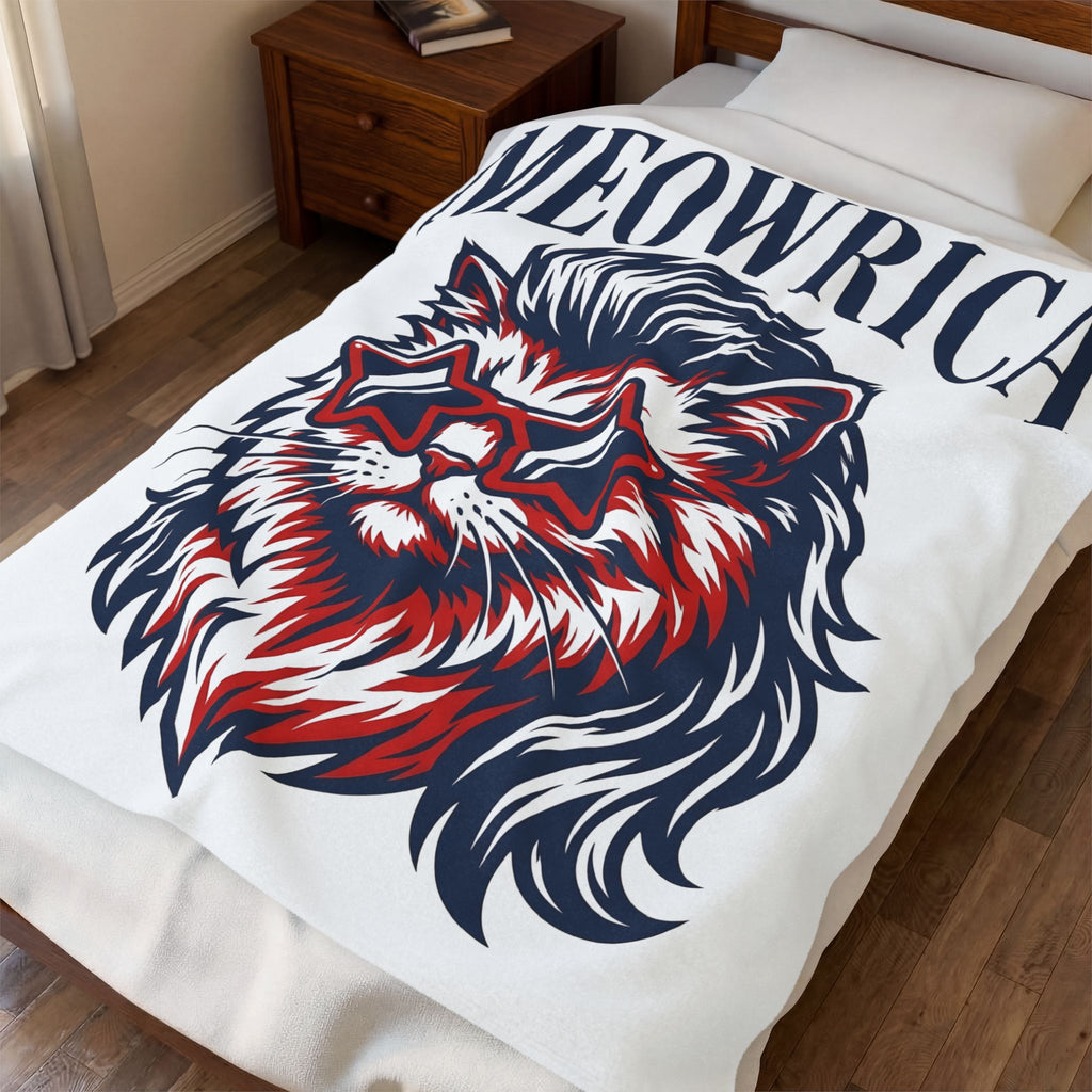 American Kitty Blanket America Pet Gift Women Pop Art Blanket Cat Blanket Patriot Fan Fauvism Blanket Animal Graphic Classic Star Shades Blanket