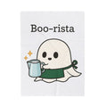 Ghost Barista Blanket Coffee Halloween Gift Women Cute Blanket Specter Blanket Coffee Fan Kawaii Blanket Spooky Graphic Cartoon Coffee Blanket Blanket