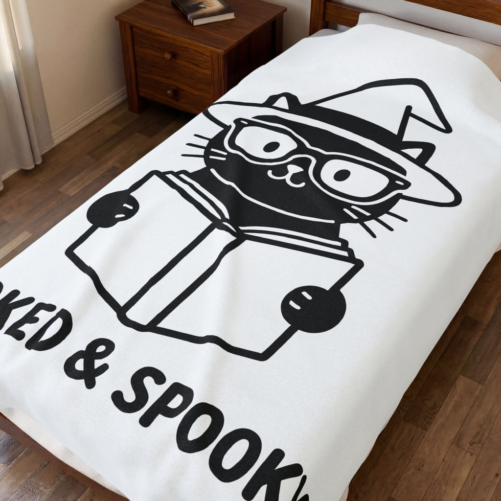 Dark Cat Witch Blanket Halloween Literature Gift Women Animated Blanket Black Cat Witch Blanket Horror Fan Cartoon Blanket Book Graphic Clean