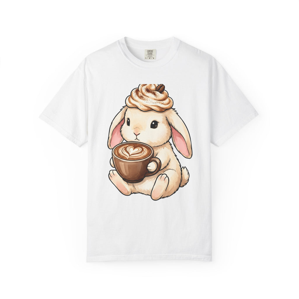 Bunny Espresso T-Shirt Coffee Wildlife Gift Women Adorable T-Shirt Rabbit Coffee T-Shirt Coffee Fan Animal Graphic T-Shirt Painterly Froth T-Shirt