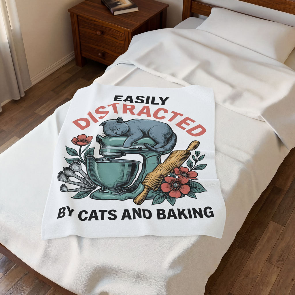 Cat Blender Blanket Cat Dessert Gift Women Retro Blanket Blender Blanket Cat Fan Vintage Blanket Pastry Graphic Sketch Blossoms Blanket