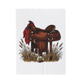 Western Saddle Cowgirl Western Gift Vintage Saddle Cowboy Fan Rodeo Hand Drawn Wheat Blanket