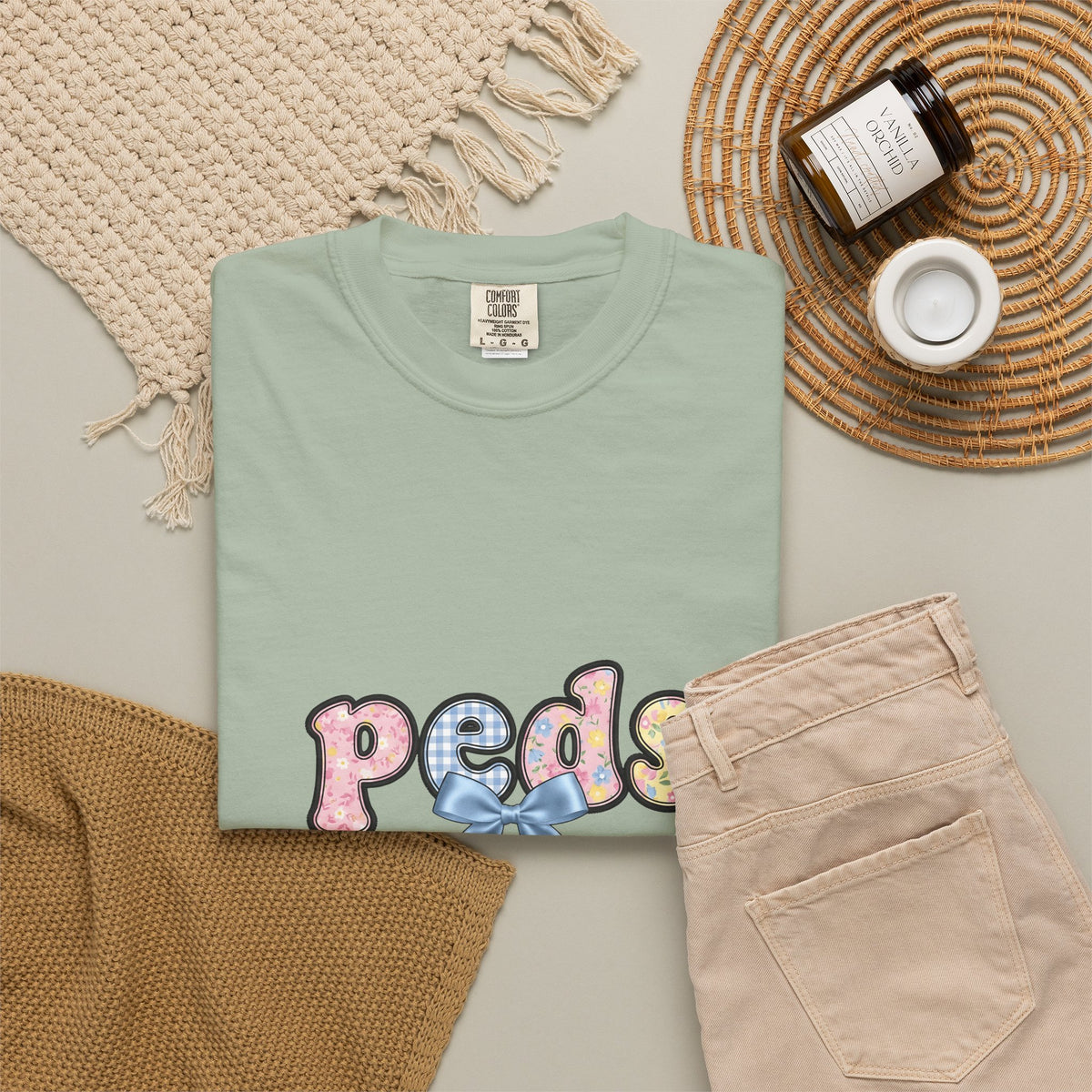 Pastel Fabric Typography T-Shirt Nurse Flower Gift Women Adorable T-Shirt Textile T-Shirt Nursing Enthusiast Typography T-Shirt Floral Graphic Old