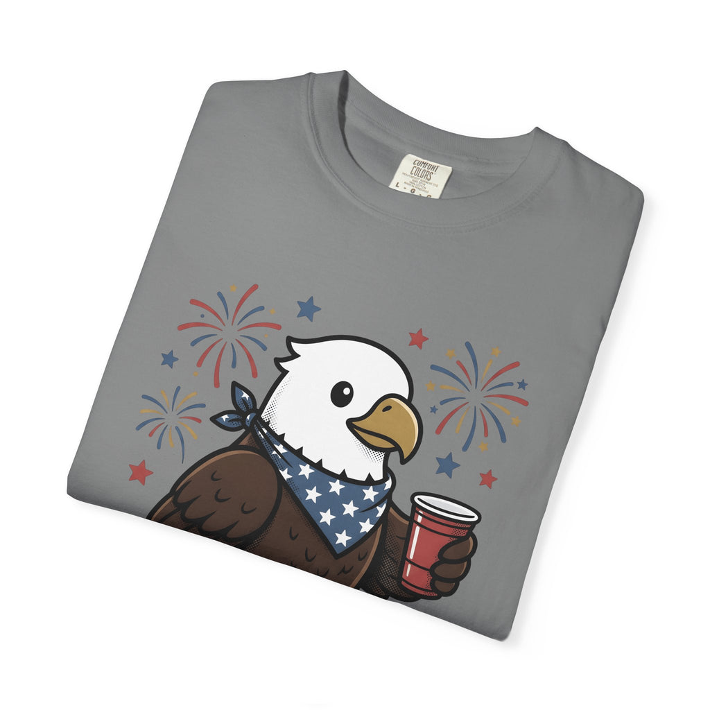 Bald Eagle T-Shirt 4th Of July Usa Gift Women Comic T-Shirt Eagle T-Shirt Independence Day Fan Cartoon T-Shirt American Graphic Vintage Fireworks