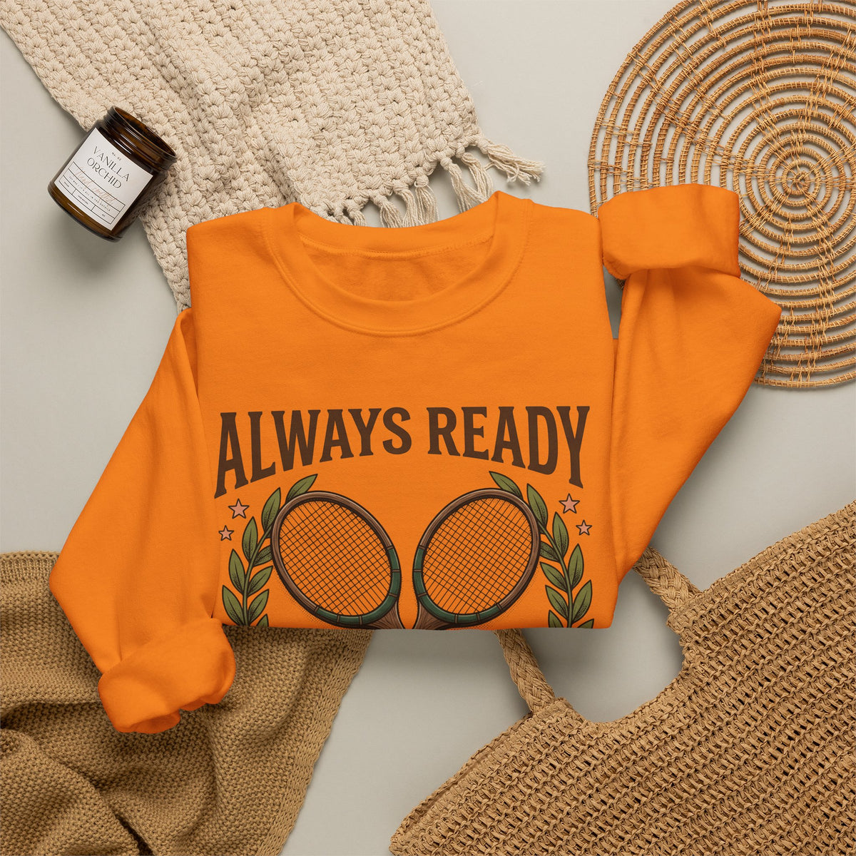 Tennis Rackets Sweatshirt Tennis Fitness Gift Women Vintage Sweatshirt Racket Sweatshirt Tennis Enthusiast Retro Sweatshirt Workout Graphic Hand Drawn Laurel