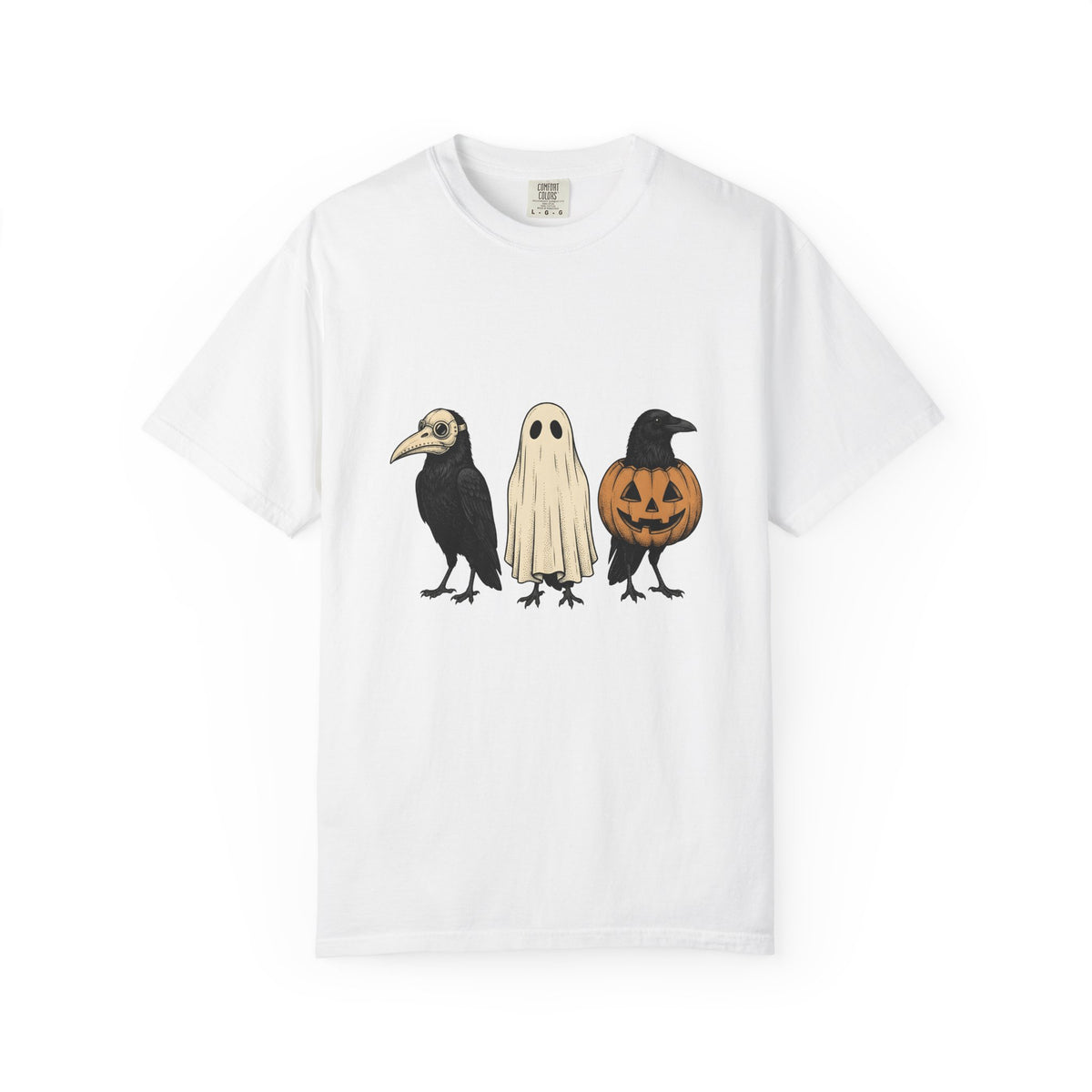 Raven Outfit T-Shirt Halloween Horror Gift Women Retro T-Shirt Crow Outfit T-Shirt Horror Fan Creepy Graphic T-Shirt Sketch Jack-O-Lantern T-Shirt