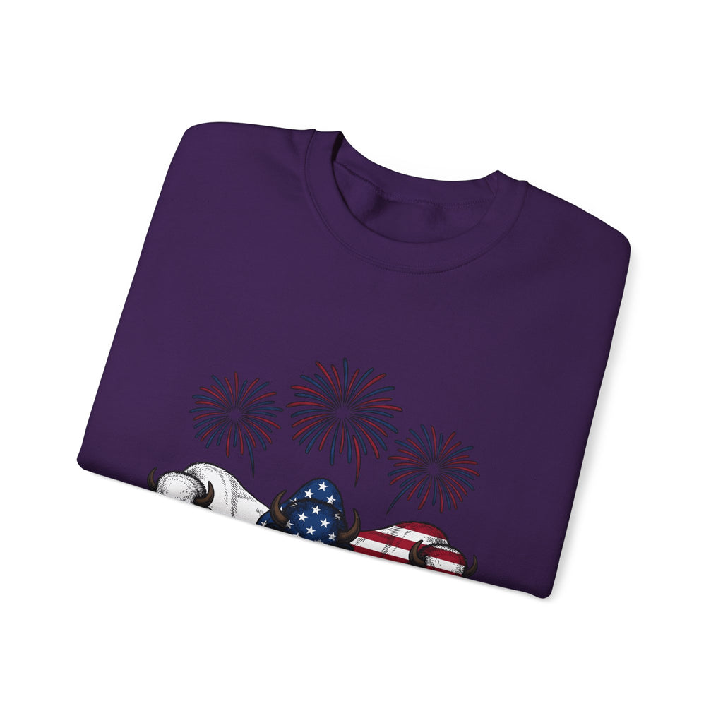 American Buffalo Sweatshirt America Cowboy Gift Women Retro Sweatshirt Bison Sweatshirt Patriot Fan Vintage Sweatshirt Rodeo Graphic Sketch Sparklers Sweatshirt