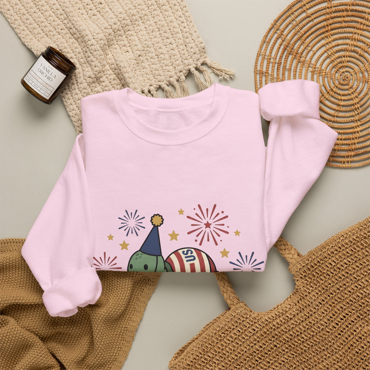 Turtle Celebration Hat Sweatshirt 4th Of July Usa Gift Women Sweet Sweatshirt Turtle Hat Sweatshirt Independence Day Fan Patriotic Sweatshirt American Graphic