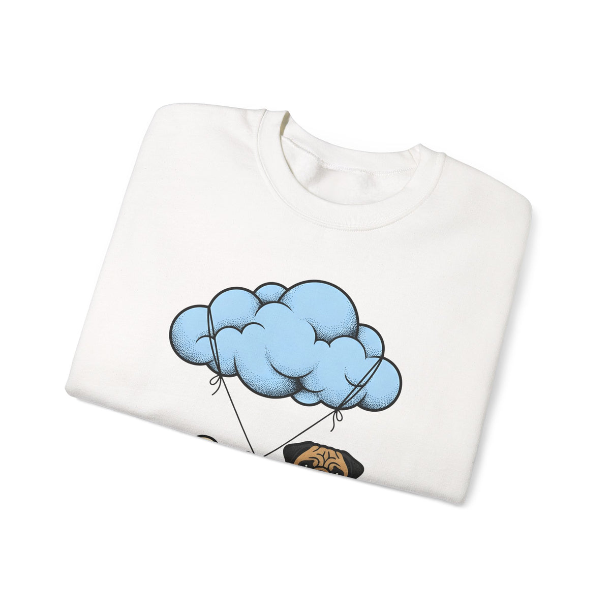 Pug Dog Sweatshirt Dog Animals Gift Women Cartoon Sweatshirt Puggle Sweatshirt Dog Fan Canine Graphic Pug Illustration Retro Cloud Sweatshirt