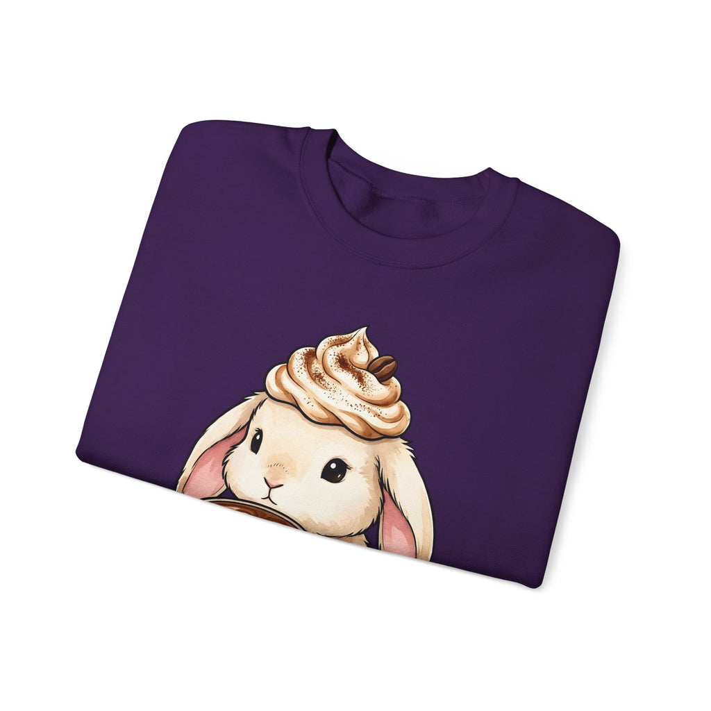Bunny Espresso Sweatshirt Coffee Wildlife Gift Women Adorable Sweatshirt Rabbit Coffee Sweatshirt Coffee Fan Animal Graphic Sweatshirt Painterly Froth Sweatshirt