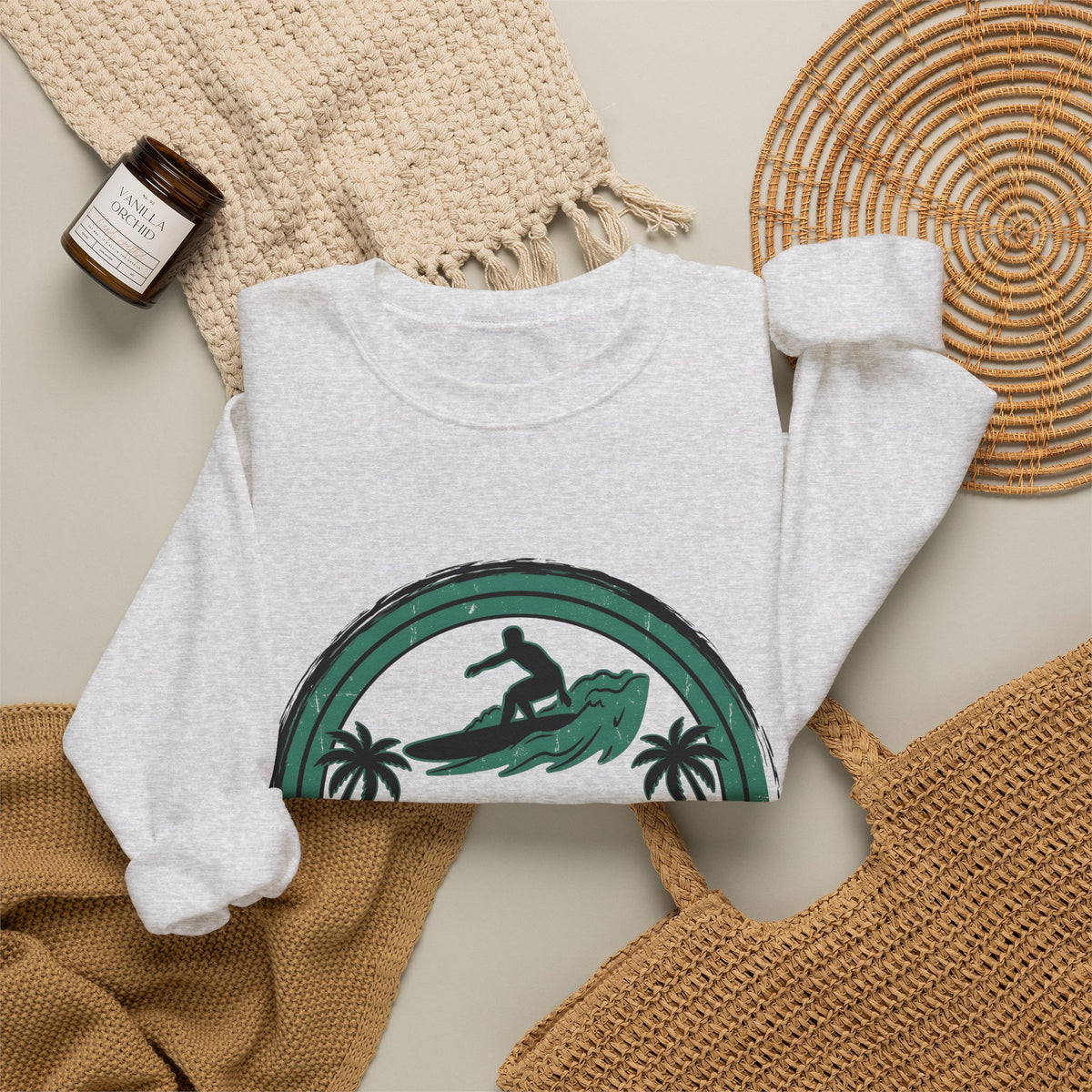 Surfing Surfing Seaside Gift Hand Drawn Surf Surfer Fan Surfing Coastal Sweatshirt