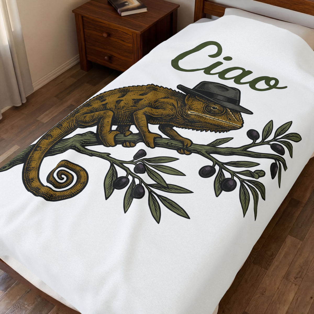 Reptile Hat Blanket Funny Nature Gift Women Classic Blanket Animal Hat Blanket Humor Fan Retro Blanket Wildlife Graphic Doodle Branch Blanket