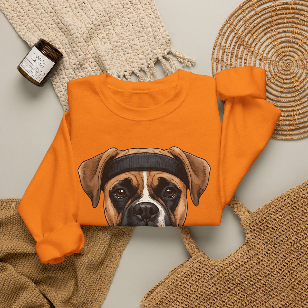 Boxer Puppy Sweatshirt Dog Apparel Gift Women Cartoon Sweatshirt Puppy Sweatshirt Dog Fan Canine Sweatshirt Clothing Graphic Line Art Pullover Sweatshirt