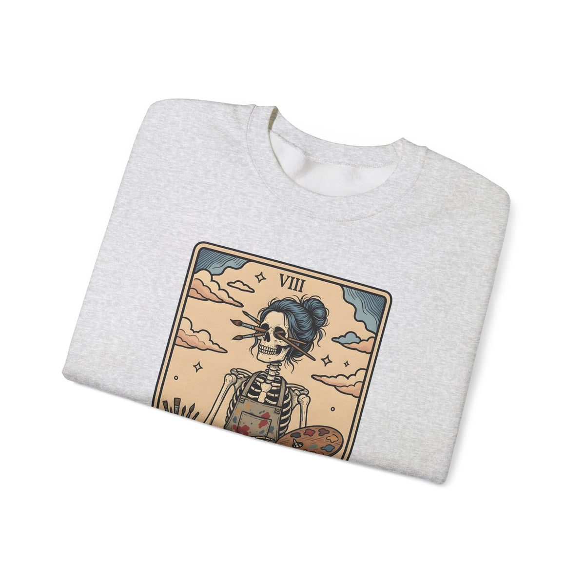 Skeleton Artist Sweatshirt Artist Gothic Gift Women Tarot Card Sweatshirt Skeleton Sweatshirt Art Enthusiast Occult Graphic Sweatshirt Vintage Sunflower Sweatshirt