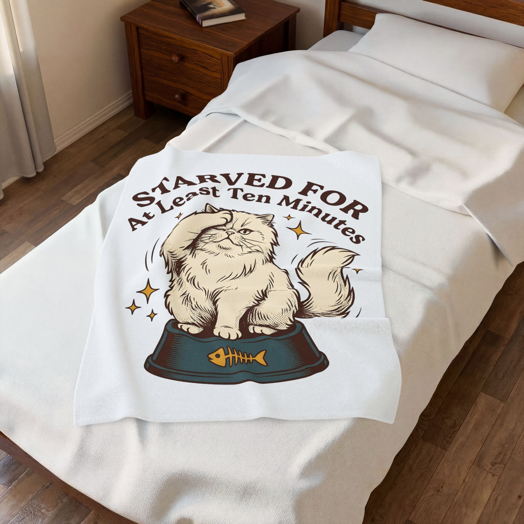Persian Cat Cat Humor Gift Hand Drawn Cat Feline Fan Illustrated Vintage Food Bowl Blanket