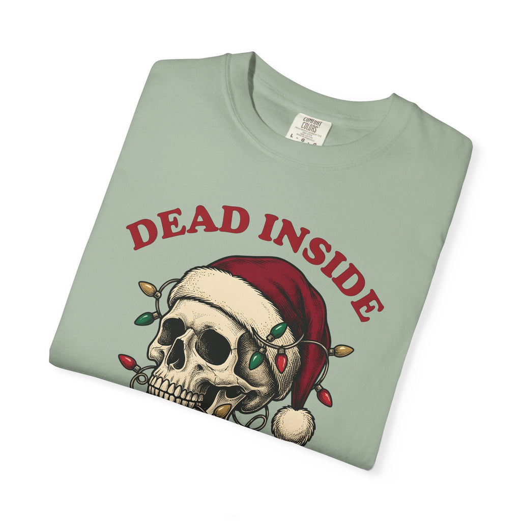 Skull Santa Hat T-Shirt Christmas Gothic Gift Women Tattoo T-Shirt Skull Cap T-Shirt Xmas Fan Ink T-Shirt Dark Graphic Vintage Christmas Lights