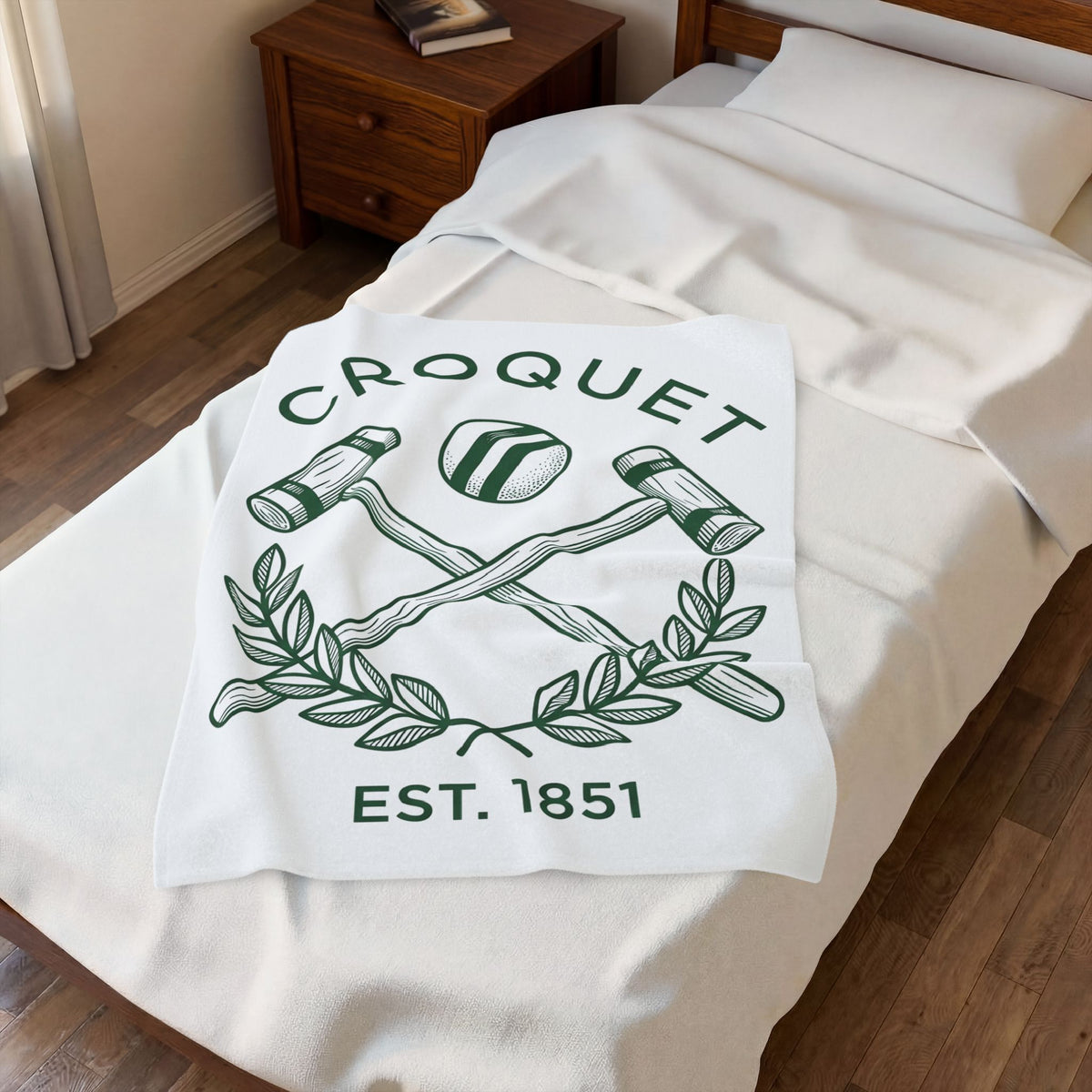 Croquet Mallets Blanket Croquet Lawn Gift Women Vintage Blanket Mallets Blanket Croquet Fan Croquetage Blanket Yard Graphic Hand Drawn Laurel