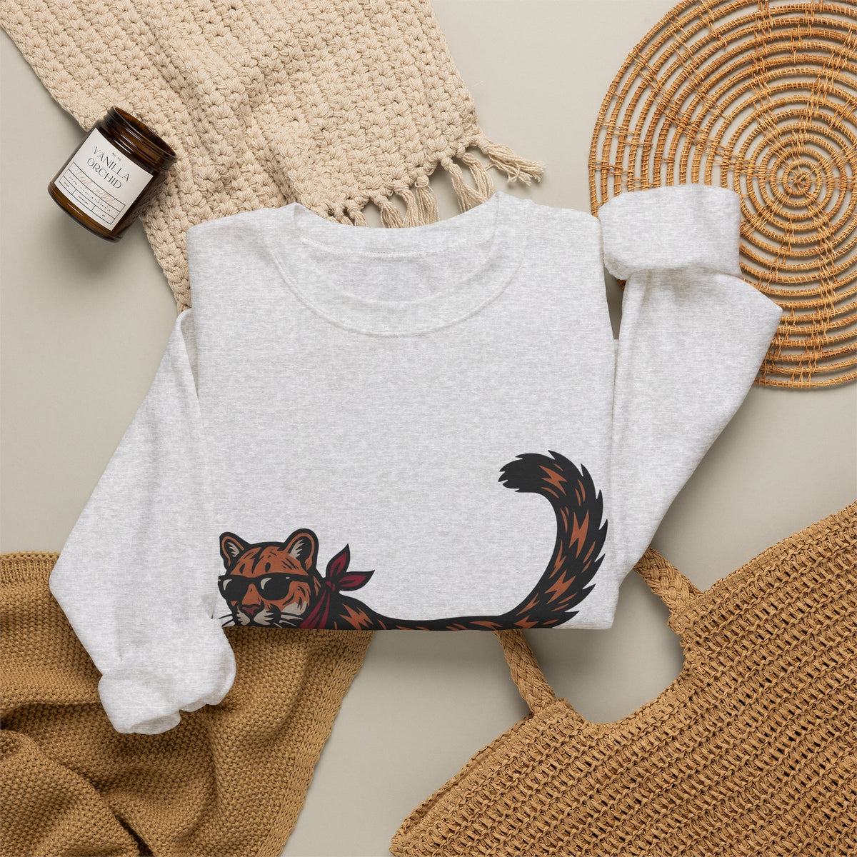 Pussycat Kerchief Sweatshirt Cowgirl Creatures Gift Women Striking Sweatshirt Cat Bandana Sweatshirt Rodeo Fan Vintage Graphic Sweatshirt Nostalgic Eyewear
