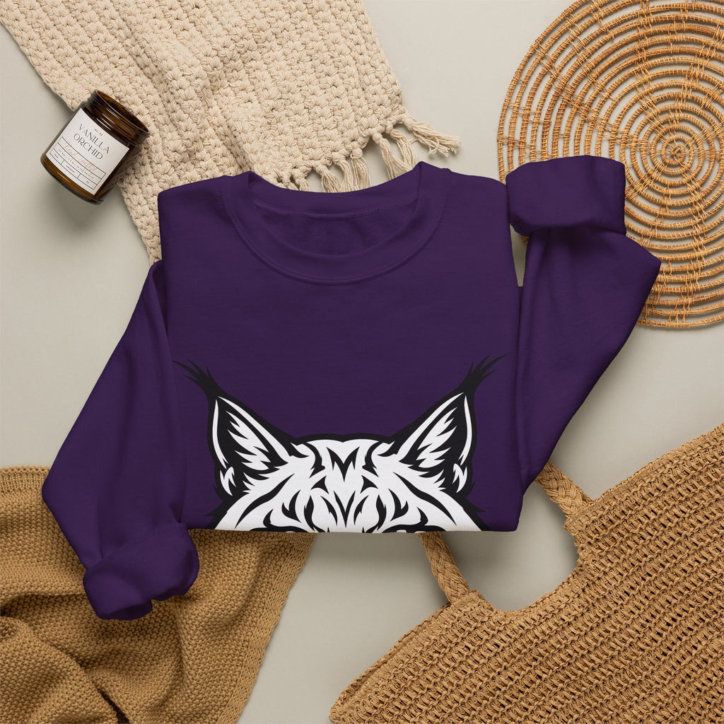 Lynx Head Sweatshirt Cat Wildlife Gift Women Bold Line Art Sweatshirt Bobcat Sweatshirt Cat Fan Line Art Sweatshirt Wildlife Graphic Tribal Wildcat Sweatshirt