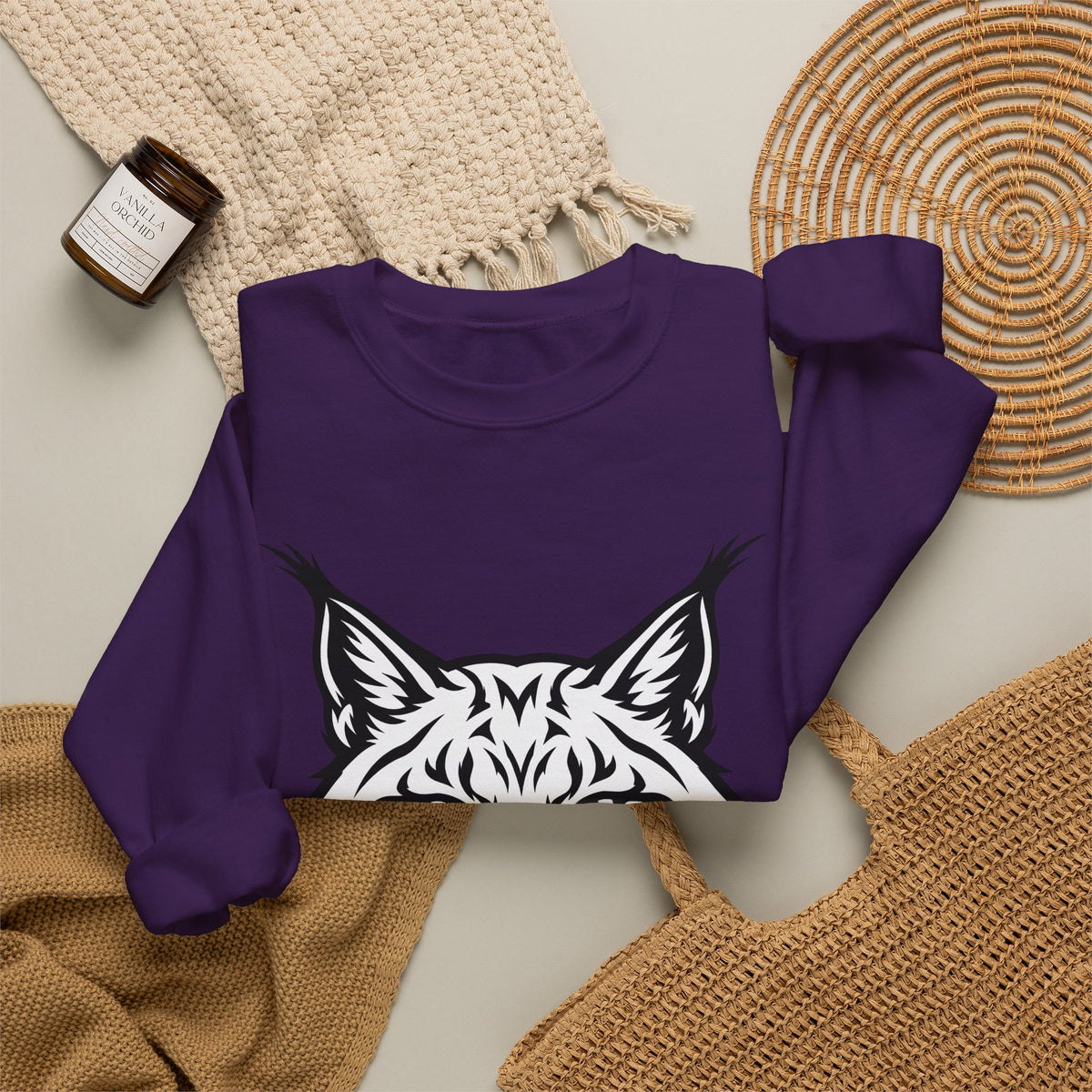 Lynx Head Sweatshirt Cat Wildlife Gift Women Bold Line Art Sweatshirt Bobcat Sweatshirt Cat Fan Line Art Sweatshirt Wildlife Graphic Tribal Wildcat Sweatshirt
