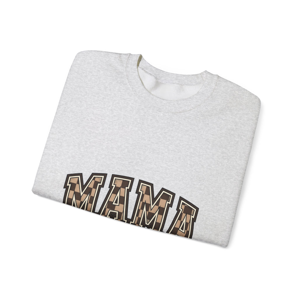 Checkered Varsity Letters Sweatshirt Mama Baby Gift Women Powerful Sweatshirt Varsity Jacket Sweatshirt Mom Fan Bold Sweatshirt Infant Graphic Old School Grid