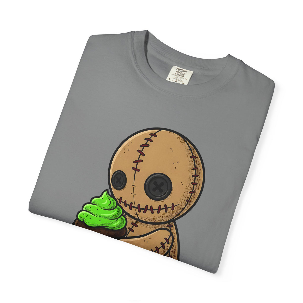 Voodoo Doll T-Shirt Desserts Spooky Gift Women Cartoon T-Shirt Poppet T-Shirt Pastry Fan Comic T-Shirt Horror Graphic Gothic Cupcake T-Shirt