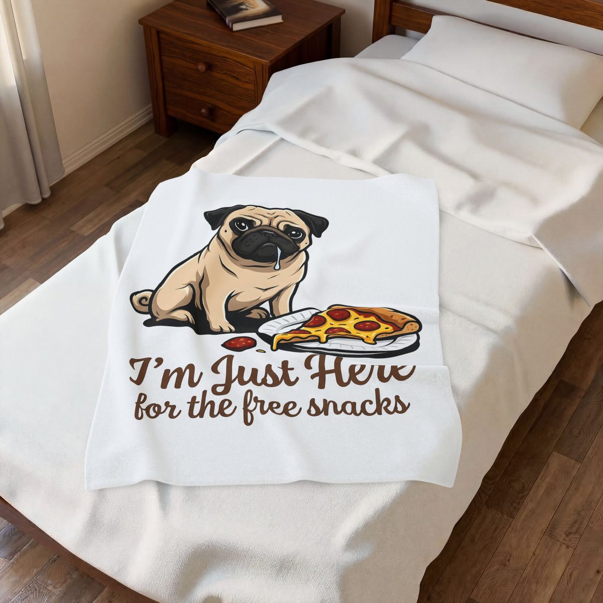 Pug Dog Blanket Dog Meals Gift Women Line Art Blanket Pugs Blanket Dog Fan Illustrated Design Food Graphic Blanket Sketch Pizza Piece Blanket