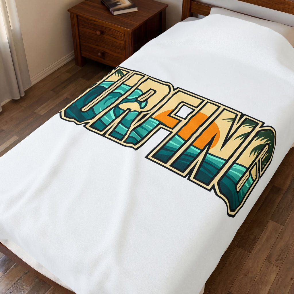 Ocean Wave Blanket Surfing Beach Gift Women Bold Blanket Wave Blanket Surfer Fan Surfboard Graphic Retro Sunset Blanket