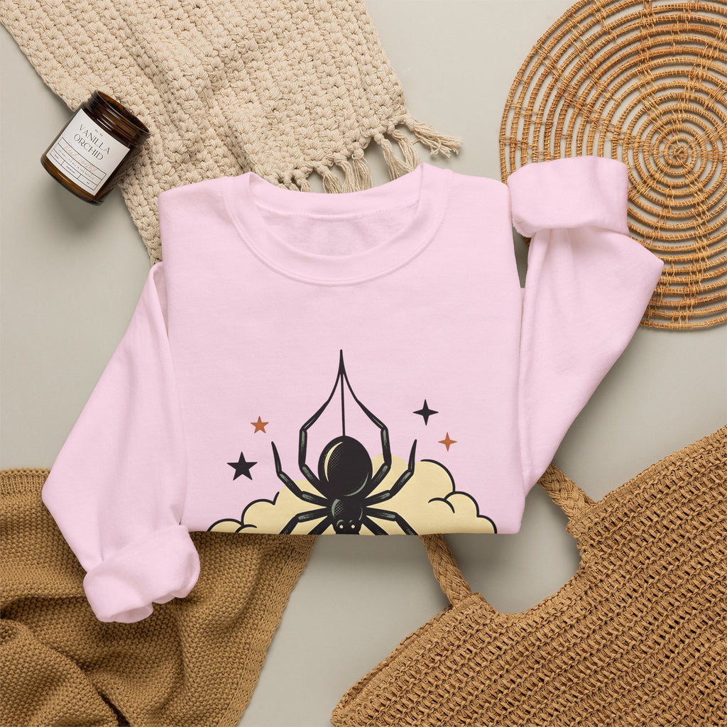 Spider Flask Sweatshirt Halloween Eerie Gift Women Typography Sweatshirt Flask Sweatshirt Horror Fan Gothic Sweatshirt Spooky Graphic Classic Glitter Sweatshirt