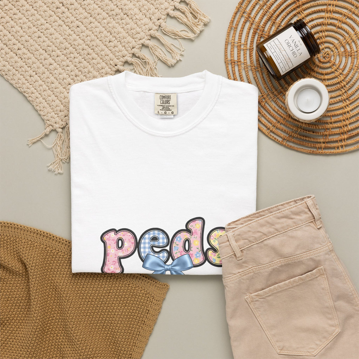 Pastel Fabric Typography T-Shirt Nurse Flower Gift Women Adorable T-Shirt Textile T-Shirt Nursing Enthusiast Typography T-Shirt Floral Graphic Old