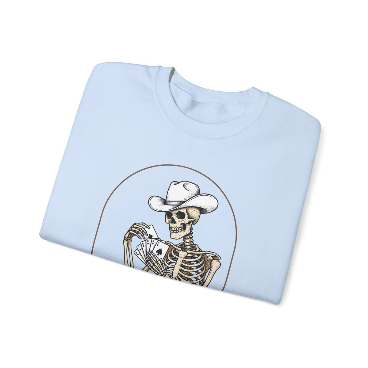 Skeleton Rancher Sweatshirt Halloween Cowboy Gear Gift Women Shabby Chic Sweatshirt Skeleton Sweatshirt Horror Fan Distressed Graphic Sweatshirt Doodle Card