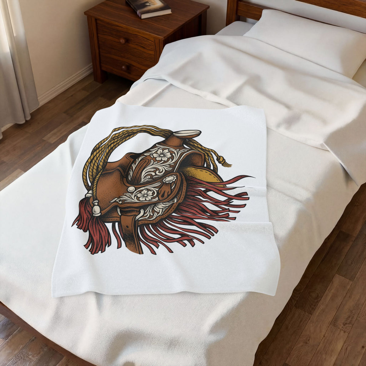Leather Saddle Blanket Cowgirl Agriculture Gift Women Old School Tattoo Blanket Saddle Blanket Cowboy Fan Tattooed Blanket Farming Graphic Faded