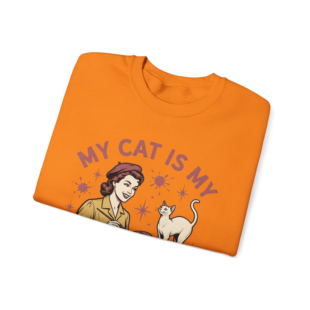 Kitty Artist Sweatshirt Cat Fauna Gift Women Antique Sweatshirt Cat Lady Sweatshirt Feline Fan Vintage Sweatshirt Wildlife Graphic Heritage Art Palette Sweatshirt