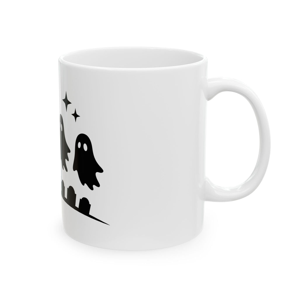 Ghost Halloween Spooky Gift Minimalist Specter Horror Fan Ghostly Creepy Silhouette Mug